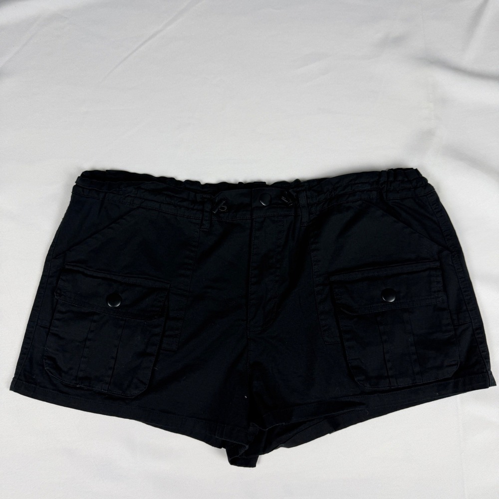 Harper & Ivy Womens Black Cargo Utility Shorts Elastic Waist Size L